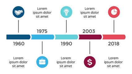 Vector arrows circles timeline infographic, diagram chart, graph presentation. Business progress concept with 5 options, parts, steps, processes.