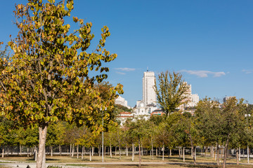 Square Spain seen from the other side of the Manzanares River