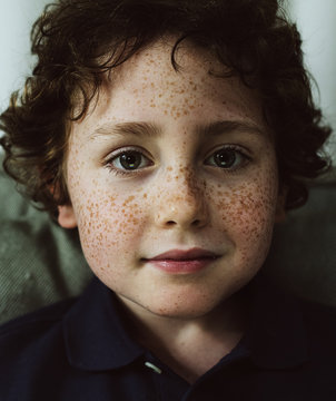 Young cheerful Caucasian boy portrait