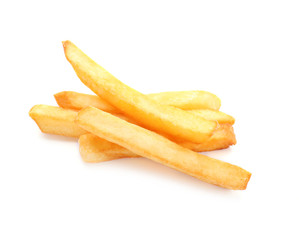 Naklejka na ściany i meble Yummy french fries on white background