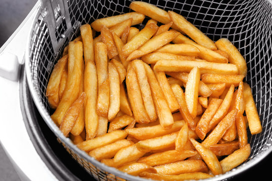 Cooking french fries in chip fryer