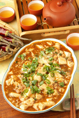 Mapo Tofu - Tofu and minced pork cooked with chili bean 