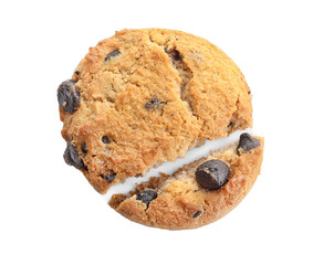 Tasty oatmeal cookie on white background