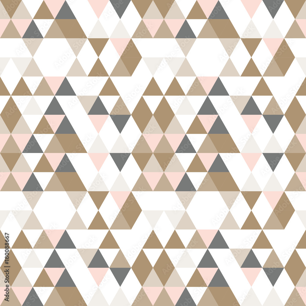 Poster Geometric abstract pattern with triangles in muted  retro colors.