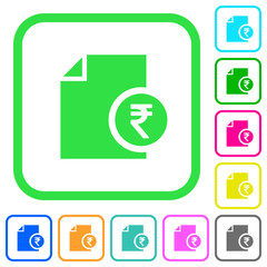 Indian Rupee financial report vivid colored flat icons icons