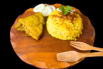 Chicken Biryani or Muslim yellow rice with chicken