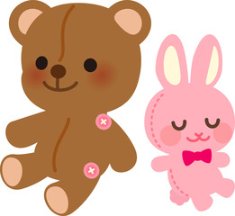 クマとウサギのぬいぐるみ