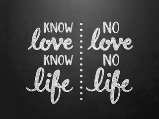 Fototapeta na wymiar KNOW LOVE KNOW LIFE Hand Lettering Poster