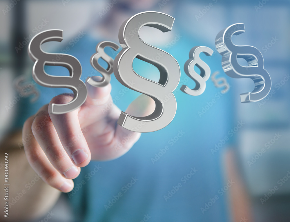 Poster justice and law symbol displayed on a futuristic interface - 3d rendering