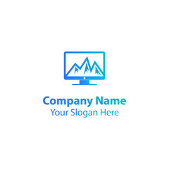 computer mountain logo design