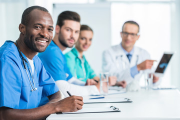 team of doctors having conversation