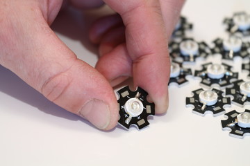 Soldering light-emitting diodes LED with own hands