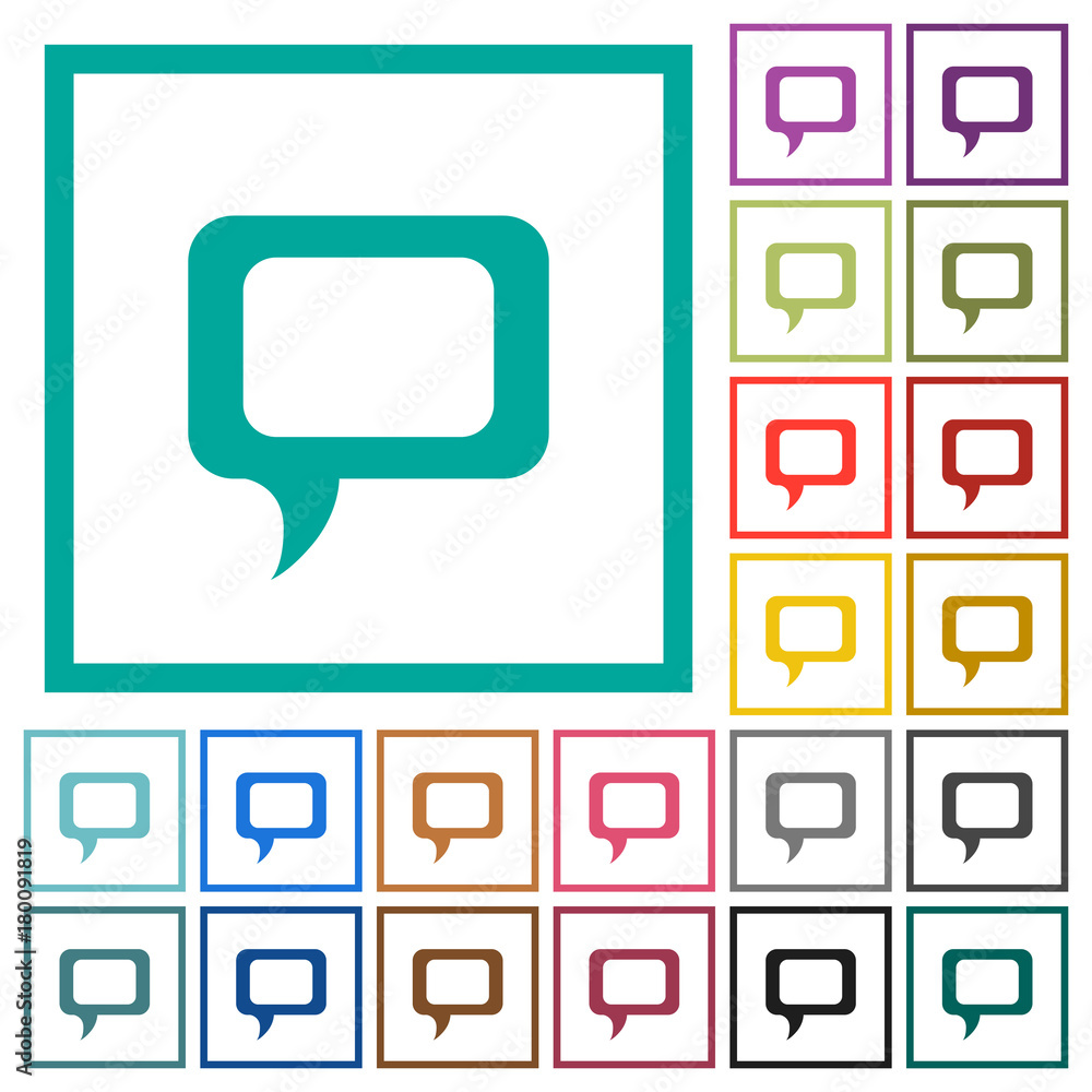 Poster empty comment bubble flat color icons with quadrant frames