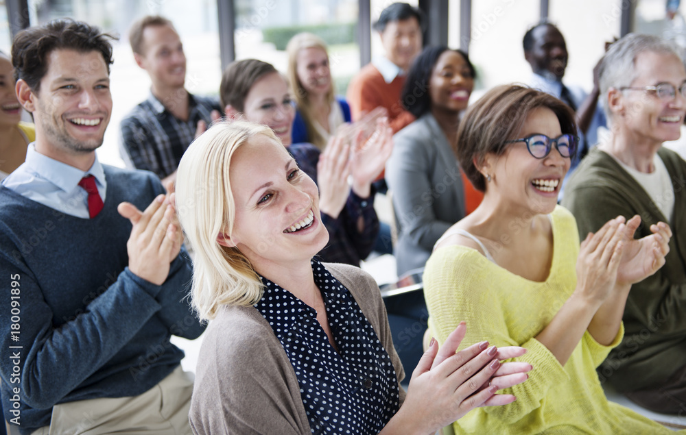 Poster audience applaud clapping happines appreciation training concept - Posters
