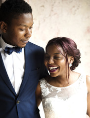 Cheerful African Descent Bride Groom Together
