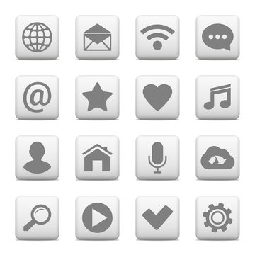 Vector set of universal icons on web buttons