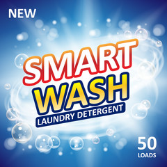 Smart clean soap banner ads design. Laundry detergent fresh clean Template. Washing Powder or Liquid Detergents Package design. Vector illustration