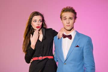 confused hugging couple