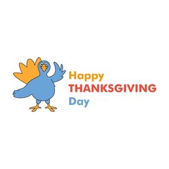 happy thanksgiving card. turkey chicken. vector. editable.