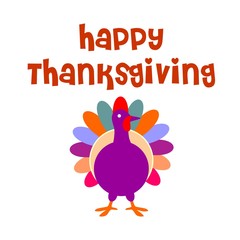 happy thanksgiving card. turkey chicken. vector. editable.