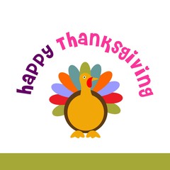 happy thanksgiving card. turkey chicken. vector. editable.