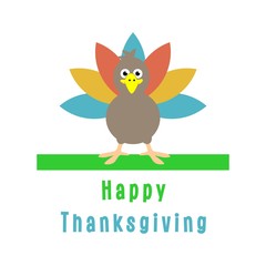happy thanksgiving card. turkey chicken. vector. editable.