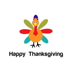 happy thanksgiving card. turkey chicken. vector. editable.