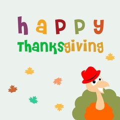 happy thanksgiving card. turkey chicken. vector. editable.