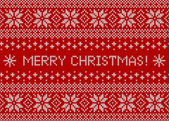Merry Christmas background. Knitted scandinavian pattern.