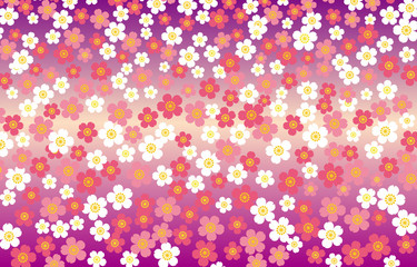 Plakat 古風な落ち着いた色彩背景の梅の花の模様