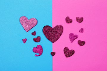 Red hearts on two tone background, Valentines day background