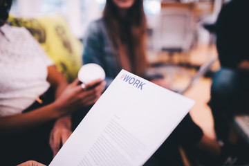 Close-up of document in the office