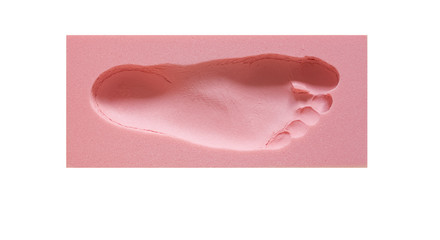 Orthopädischer Schaumformabdruck medizinischer Fußabdruck Fußspur Schaumblock