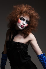 woman mime with theatrical makeup