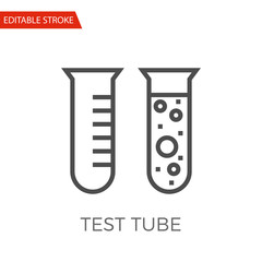 Test Tube Thin Line Vector Icon. Flat Icon Isolated on the White Background. Editable Stroke EPS file. Vector illustration.