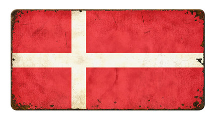 Altes verrostetes Blechschild - Flagge Dänemark