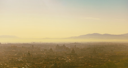 Morning view over the city of Rome