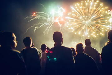 Obraz na płótnie Canvas Crowd watching fireworks