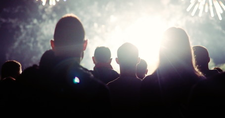 Fototapeta premium Crowd watching fireworks
