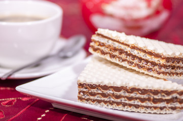 Toffee waffles with coffee