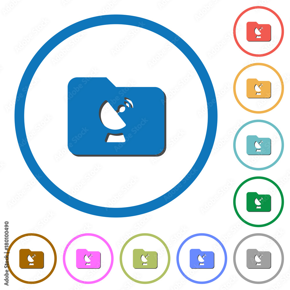 Poster remote folder icons with shadows and outlines