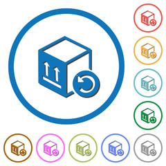 Package return icons with shadows and outlines