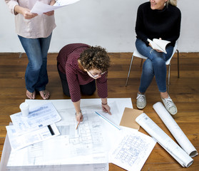Woman working on the floor