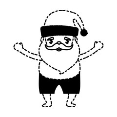 cartoon santa claus wearing swimsuit icon over white background  vector illustration