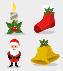 set of colorful christmas icons