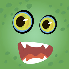 Cartoon face of a monster. Vector illustration.
