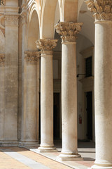 Naklejka premium Urbino, Italy - August 9, 2017: The Castle of the Dukes of Urbino. National Gallery of Marche.