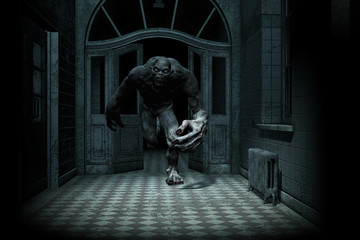 3d illustration of monster creature in haunted house © Joe Therasakdhi