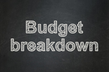 Finance concept: text Budget Breakdown on Black chalkboard background