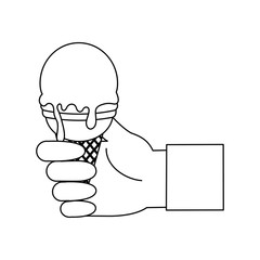 hand with ice cream icon over white background vector illustration